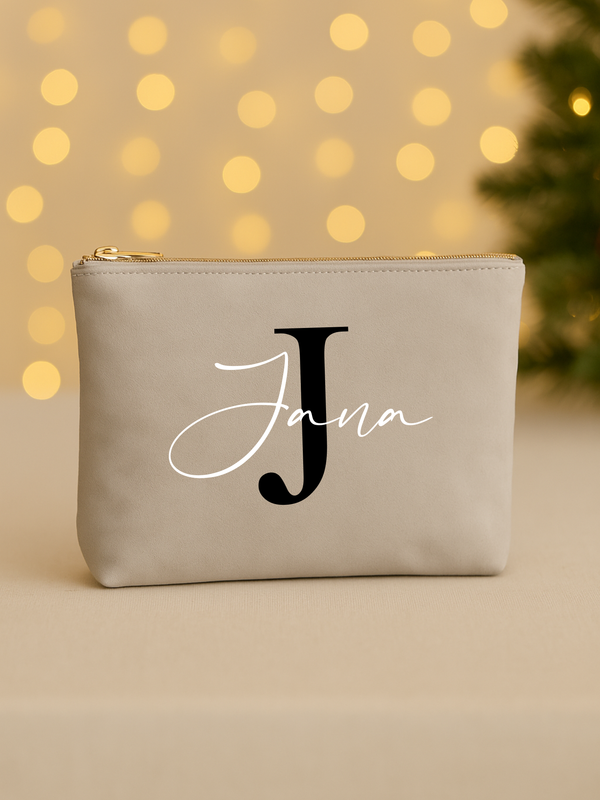 Kosmetiktasche Samt mit Wunschnamen und Initial