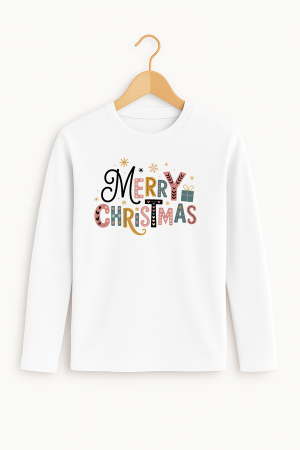 Langarmshirt "Merry Christmas bunt"