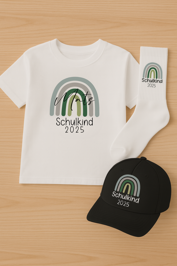 3-teiliges Schulkind-Set "Regenbogen grün"