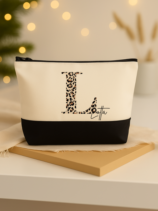 Kosmetiktasche mit Initial und Namen "Leo"