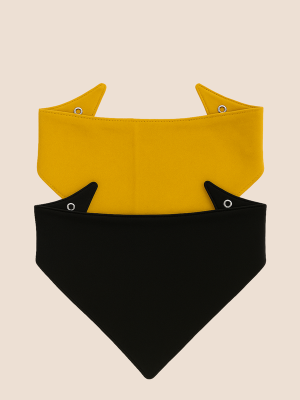 2-teiliges Set, Wendehalstuch Schwarz und Senf