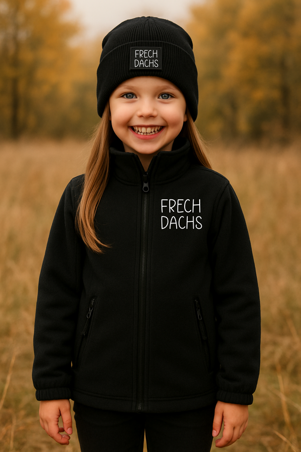 2-Teiliges Set, Fleecejacke mit Strickmütze "Frechdachs"