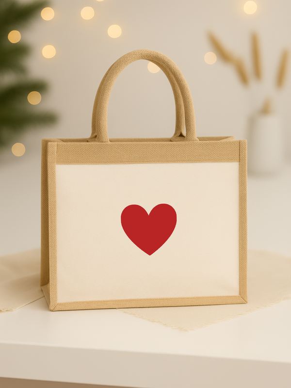 Jutetasche mit Herz