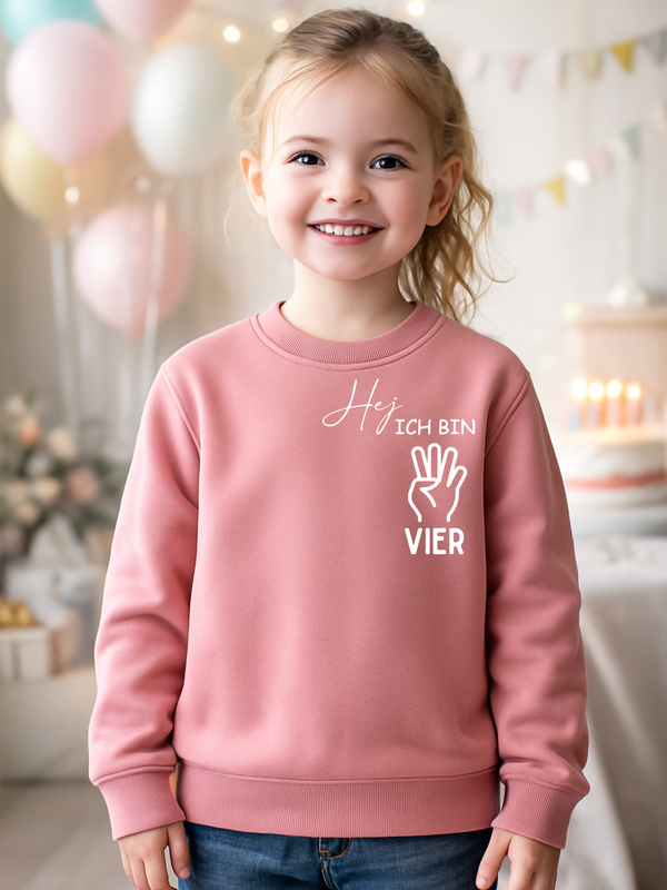Geburtstagsshirt - Sweatshirt "Hej ich bin" (Wunschzahl)