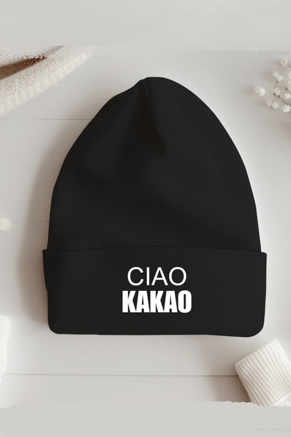 🌿 Ripp-Mütze "Ciao Kakao" aus Bio-Baumwolle