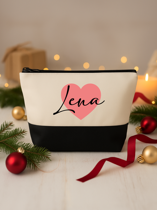 Personalisierte Kosmetiktasche mit Namen und Herz