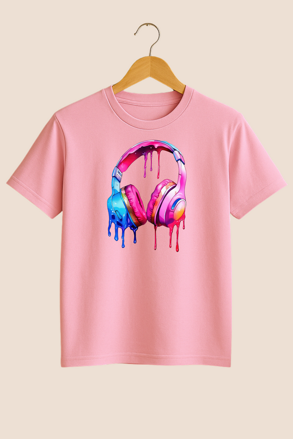 T-Shirt Kopfhörer Pink