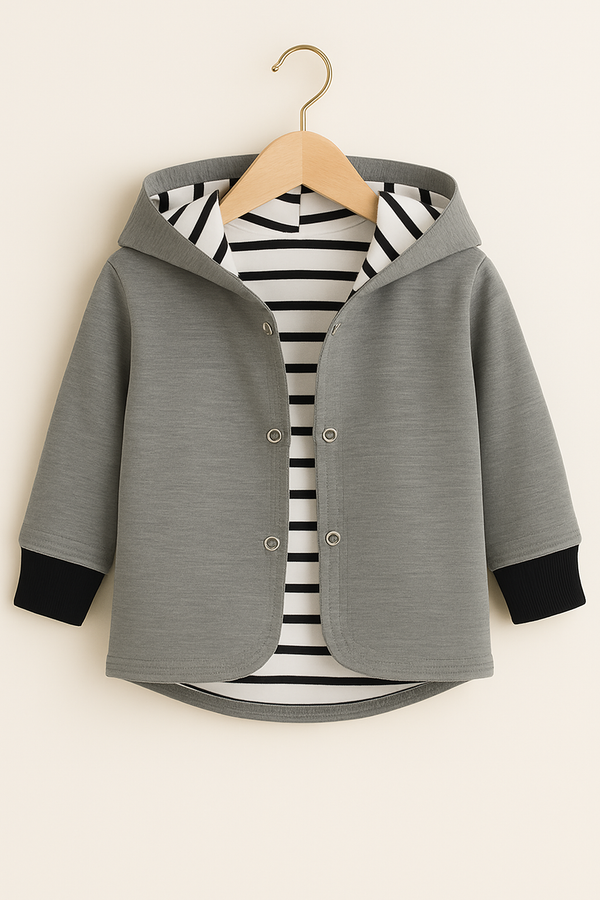 Wendejacke Hellgrau/Gestreift