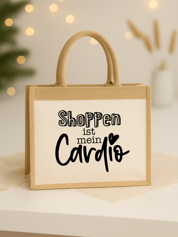 Jutetasche „Shoppen ist mein Cardio“ 🌟