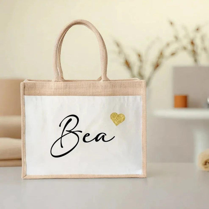 Personalisierte Jutetasche mit Namen und Herz - Lounis